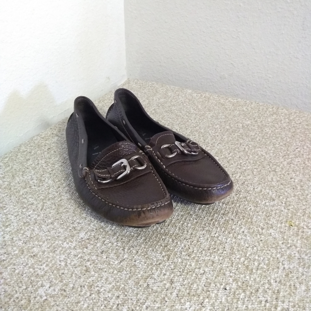 Prada Brown Pebbled Leather Loafers - Picture 2 of 8